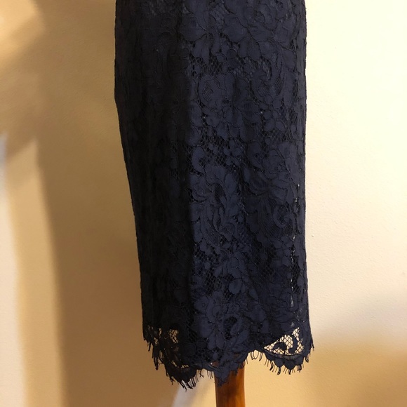 NWOT Trina Turk Dark Blue Lace Off Shoulder Dress - Picture 10 of 14